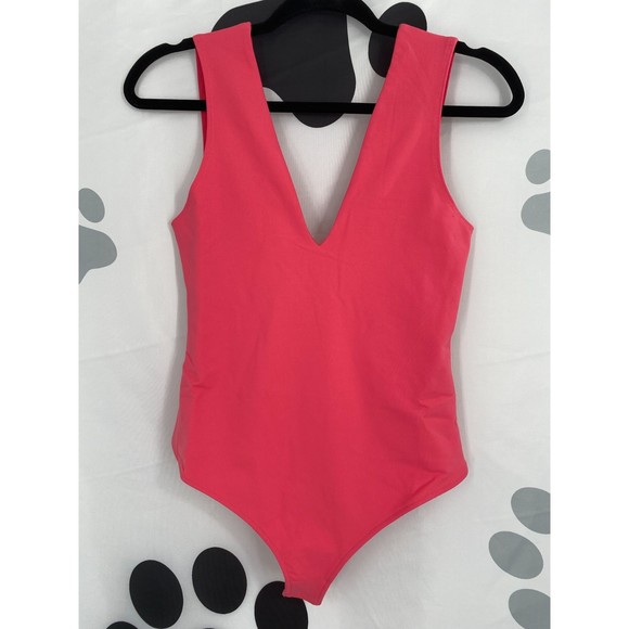 Free People NWT Keep It Sleek Duo Bodysuit Sleeveless Plunge Electropop Sm New - Picture 3 of 9